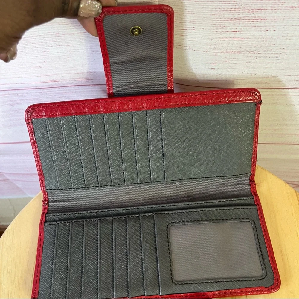 Fossil‎ Red Pebble 2 piece Wallet Set
